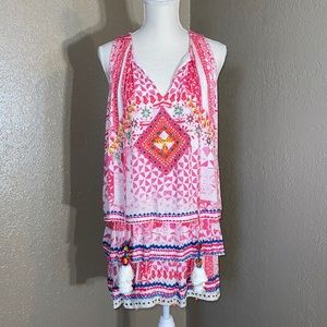 HEMANT & NANDITA Pink Patterned Mini Dress